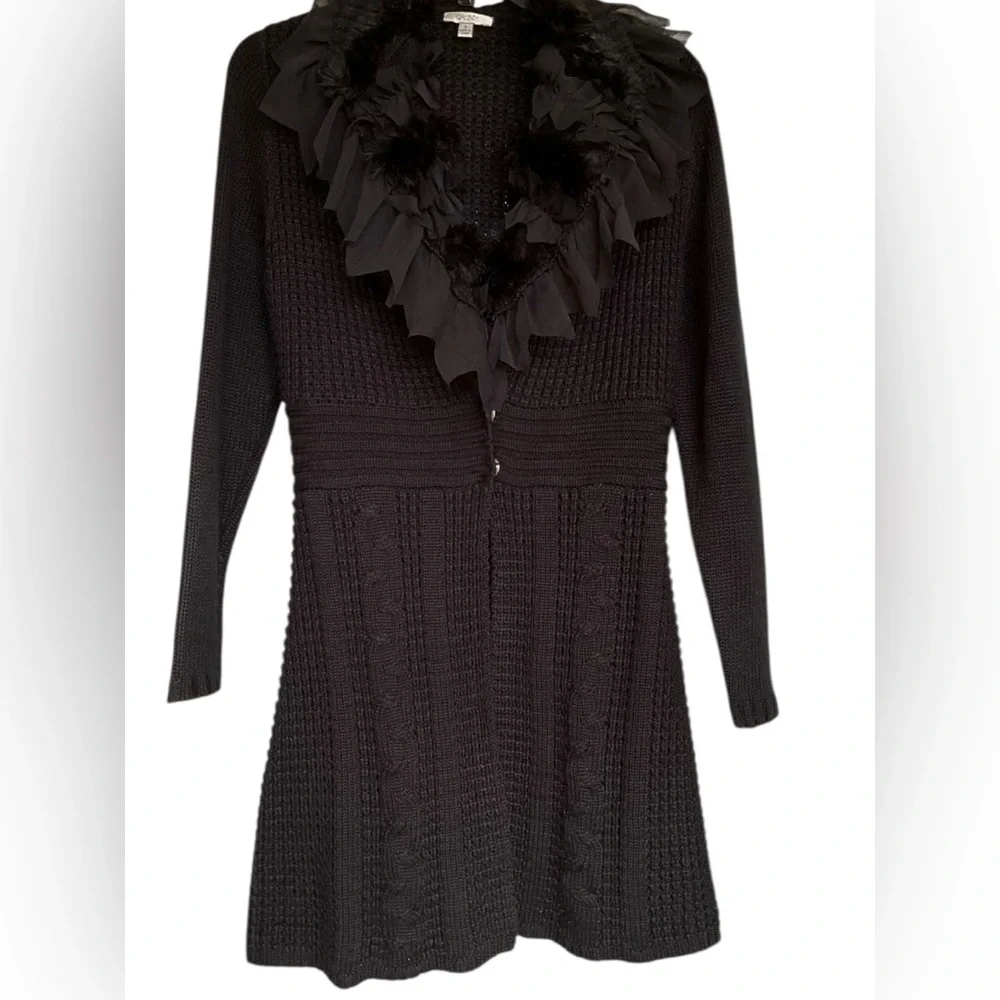 Cache Black Ruffled Cardigan - Picture 5 of 16